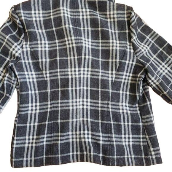 Susie Rose Womens Black & White Plaid Double-Breasted Peacoat Jacket - Picture 6 of 6